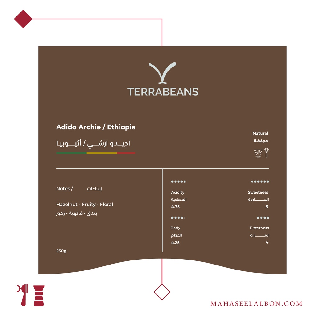إثيوبيا - إديدو اريتشا - ٢٥٠ جرام - محمصة تيرا بينز
